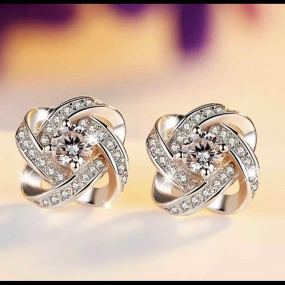 🍀New Stamped S925 Round Cubic Zirconia chain, Earrings & Ring(adjustable) - Picture 9 of 10